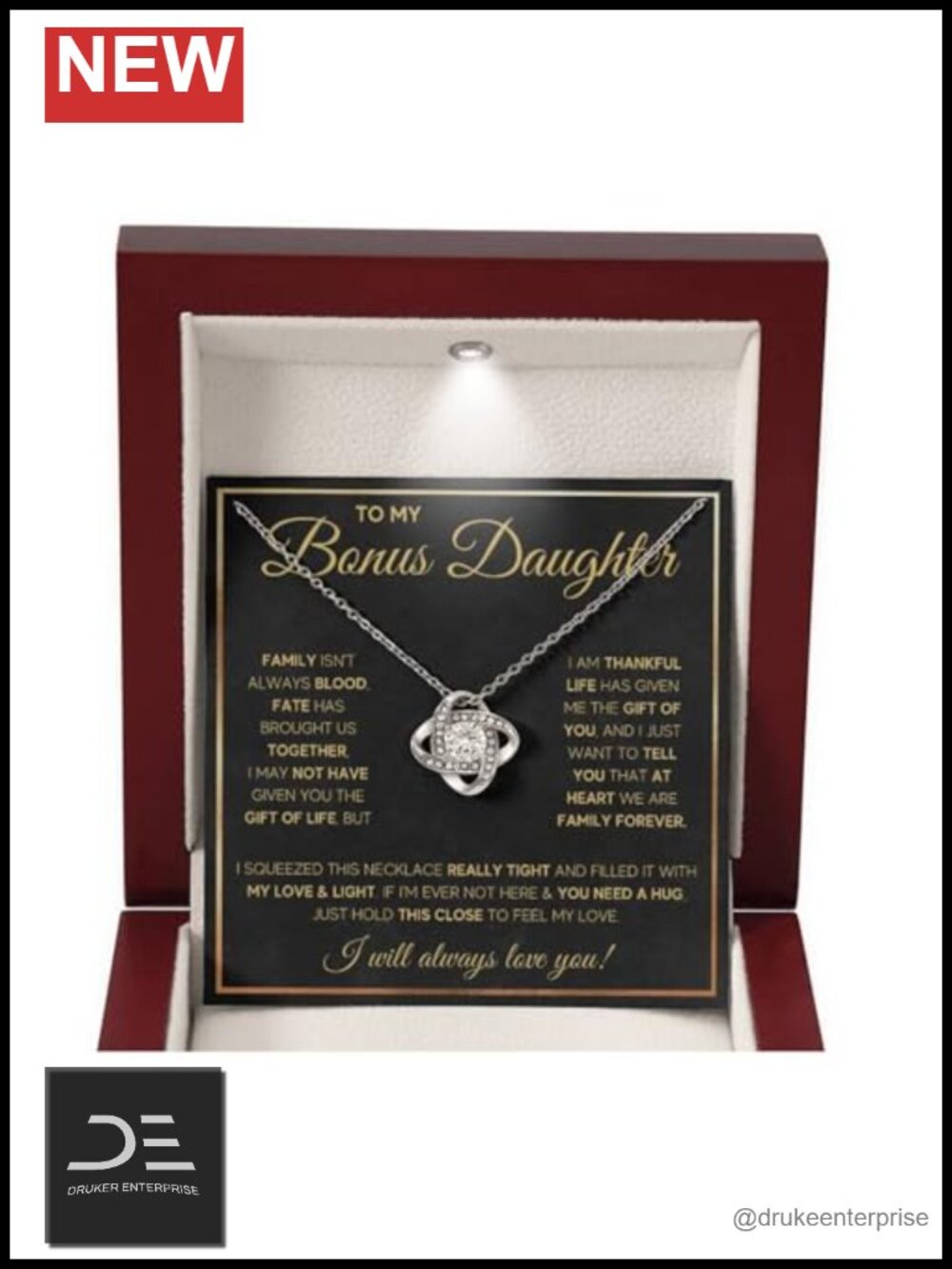 Stainless Steel Pendant Necklace Gift for Bonus Daughter
